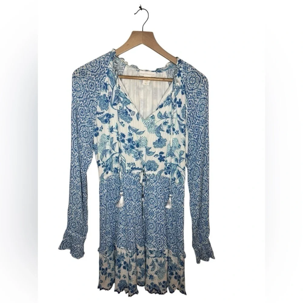 house of harlow blue floral dress Harlow Blue Gingham Floral Embroidered Maxi Dress